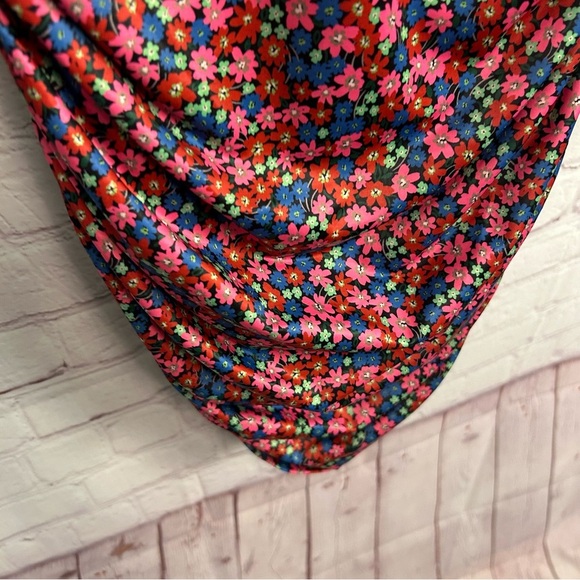 AFRM NEW Corinne Cutout side shirred knit mini dress red ditsy Medium coquette - Picture 6 of 13